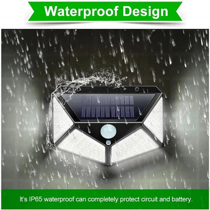 100 LED Solar Wall Lamp with Motion Sensor – Outdoor Waterproof 4-Sided Luminous Light for Garden & Courtyard (1/2/4/6/10PCS)