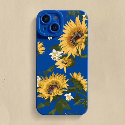 Cute Sunflower Silicone Phone Case for iPhone 13-16 Pro Max- Shockproof Soft Cover