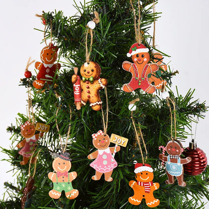 Christmas Gingerbread Man Wooden Pendants – Adorable Tree Hanging Ornaments for 2024 Holiday Decor, Noel & New Year Gifts