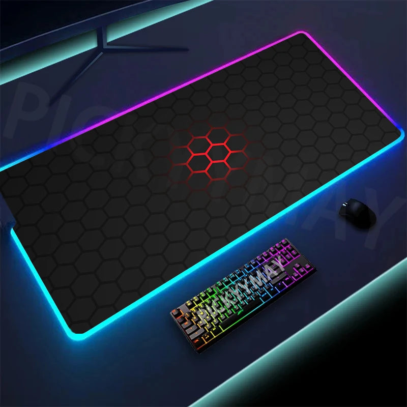 Geometry Large RGB Gamer Mousepad 40x90cm Mouse Mat Gaming Mousepads LED Keyboard Mats Luminous Desk Pads Mouse Pad For PC