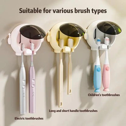 Astronaut Electric Toothbrush Holder: Wall-Mounted Toothbrush Storage & Drain Rack for Couples, Bathroom Organizer