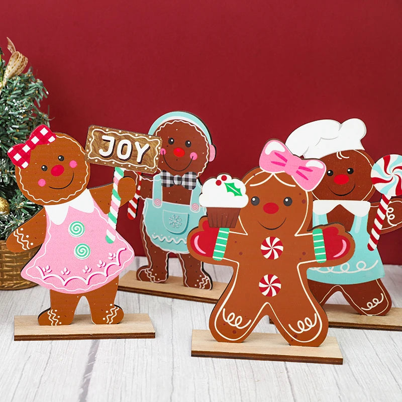 Christmas Gingerbread Man Wooden Decoration: Festive Xmas Cookie Ornament for Home & New Year Gifts