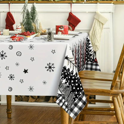 Merry Christmas Buffalo Plaid Tablecloth: Waterproof Rectangular Table Cover for Dining & Party c