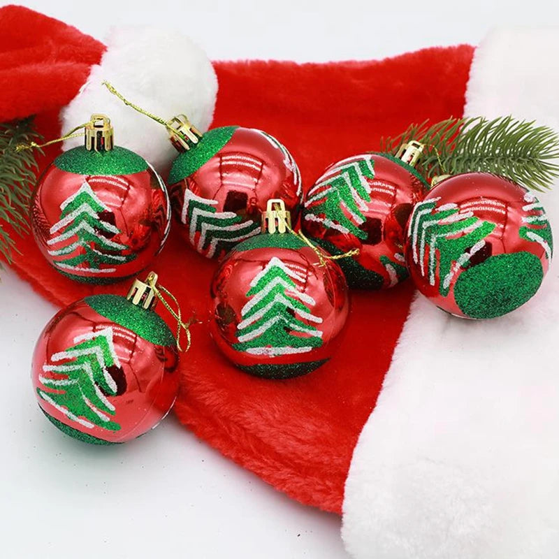 6PCS 6cm Christmas Ball Ornaments: Festive Hanging Pendants for Tree &amp; Home Décor 2024