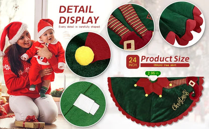 Christmas Tree Decorations Christmas Tree Skirt Red and Green Elf Tree Skirt Elf Tree Apron Decoration Elf Legs Tree Skirt