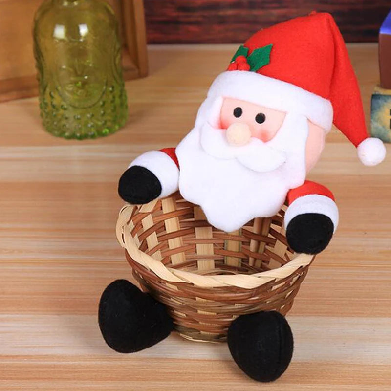 Merry Christmas Santa Claus Candy Storage Basket – Holiday Gift Box & Festive Decoration