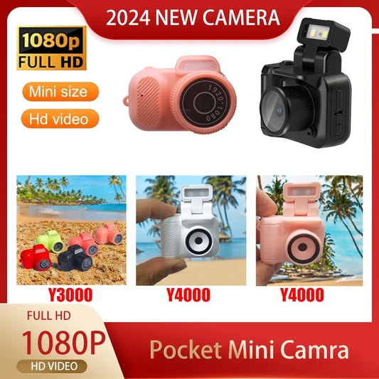 Mini Camera with HD 1080P Screen – Retro Portable Ultra-Compact Video Recorder with Flash Lamp and Battery Dock