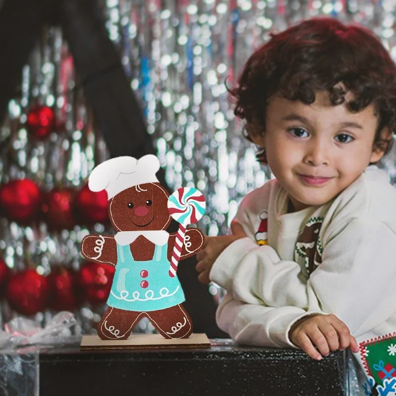 Christmas Gingerbread Man Wooden Decoration: Festive Xmas Cookie Ornament for Home & New Year Gifts