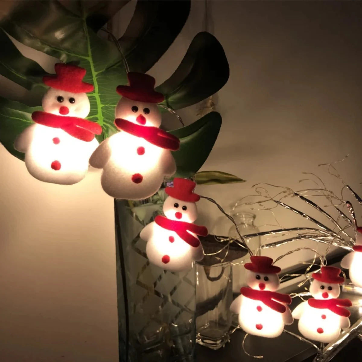 Plush Snowman LED String Lights – 10/20 LED Decorative Fairy Lights for Christmas, Perfect Holiday Atmosphere & Gift