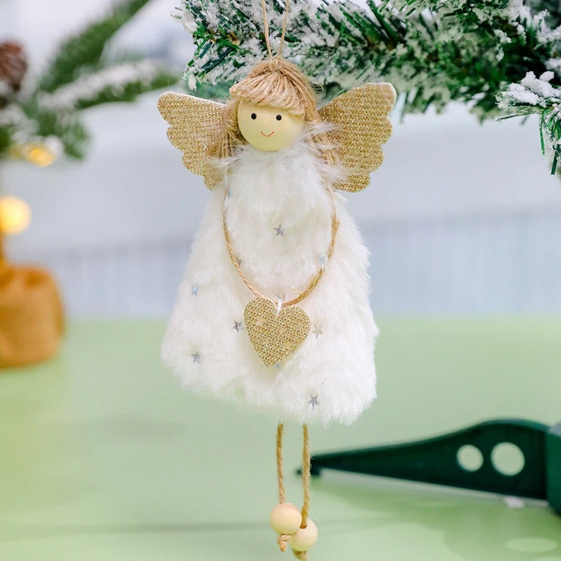 Christmas Angel Girl Doll Ornament – Plush Hanging Pendant for Tree & Holiday Décor