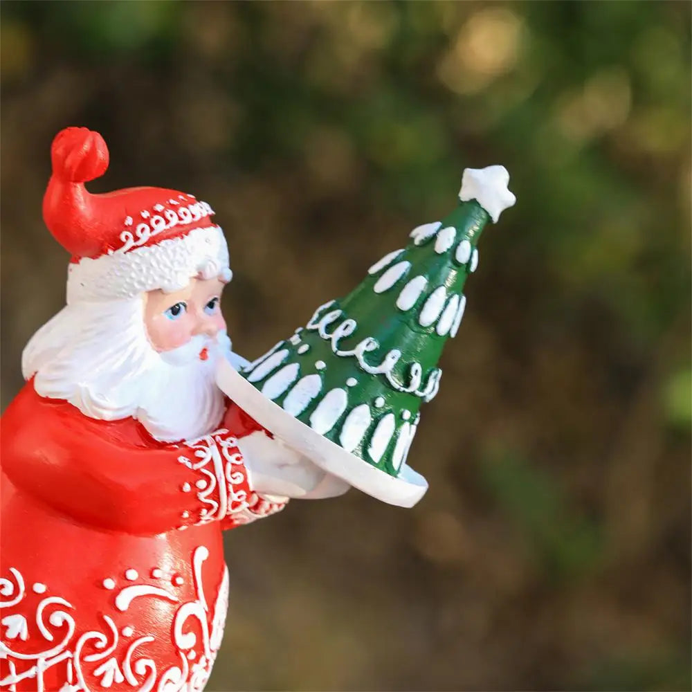 Christmas Resin Santa Claus Figurine: Heart-Warming Gingerbread-Themed Ornament for Shelves & Holiday Decor