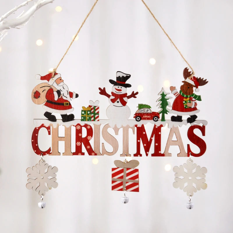 Christmas Wooden Letter Pendant with Snowman – Festive Wall & Porch Décor