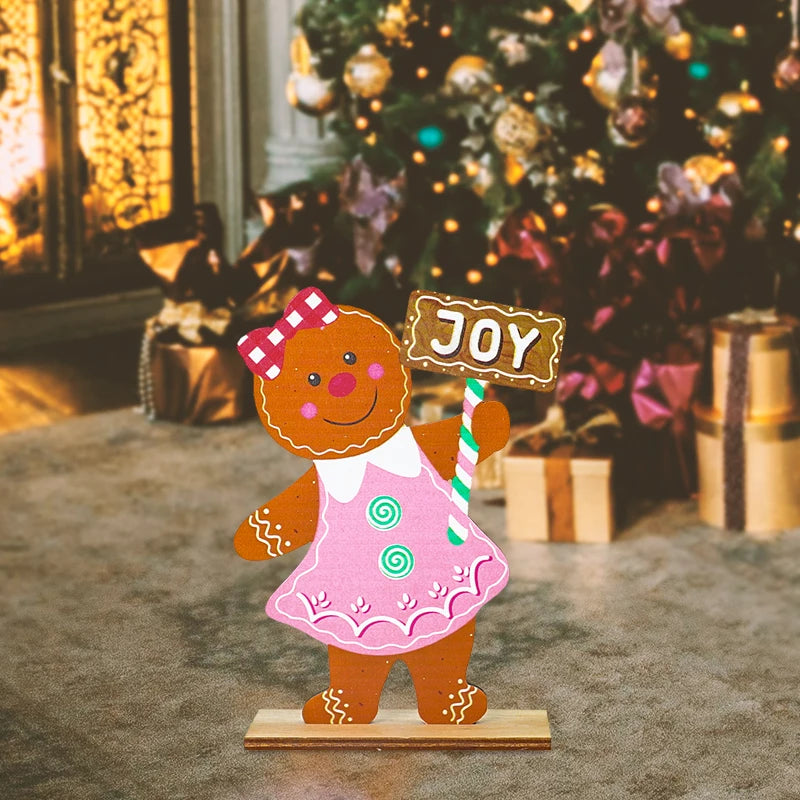 Christmas Gingerbread Man Wooden Decoration: Festive Xmas Cookie Ornament for Home & New Year Gifts