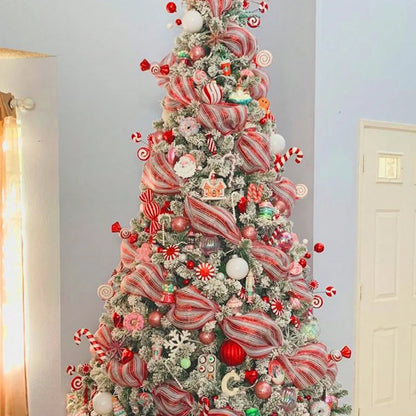 Christmas Crystal Gauze Ribbons 2024: Sparkling Tree & Wreath Décor for Festive Home Accents