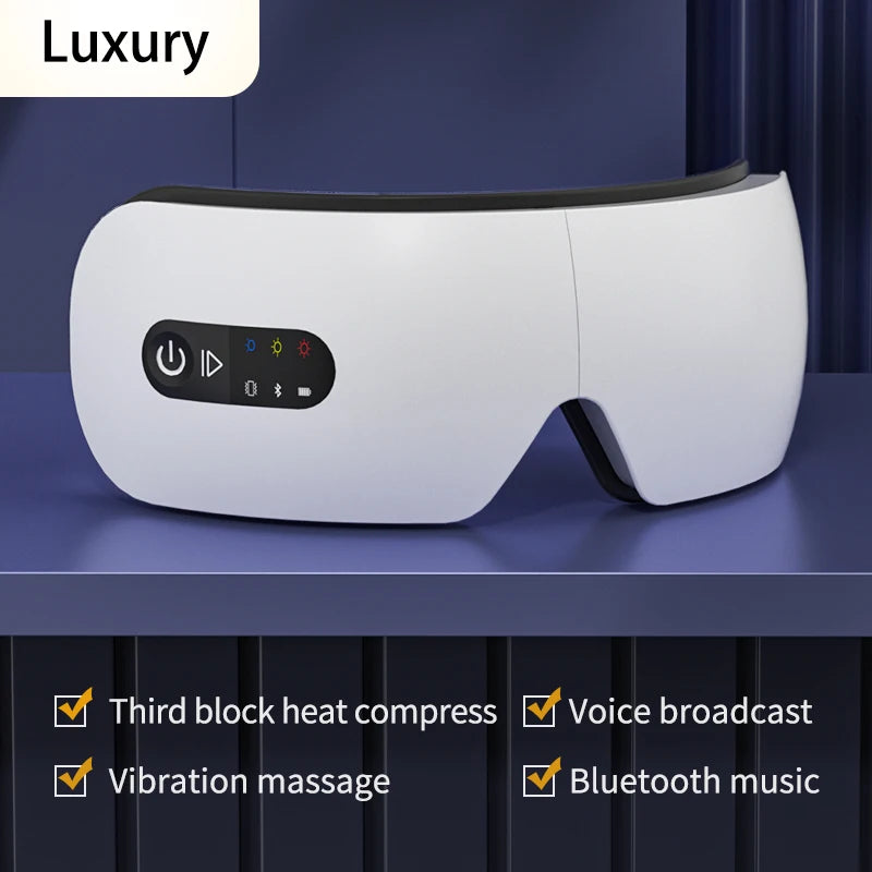 Smart Massage Eye Mask with Bluetooth Music Vibrating Hot Compress,Eye Massager to Relieve Eye Fatigue,Improve Sleep Effect