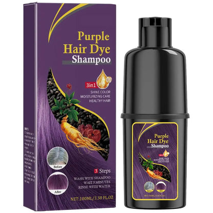 Hair Colour Shampoo – Black Hair Dye, Covers White Hair, Darkening Shampoo in Wine Red, Brown, or Silver Shades