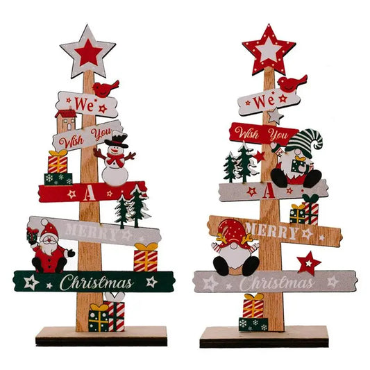 Desktop Christmas Tree with Santa Claus – DIY Wooden Xmas Decoration for Home & Party – 2024 Holiday Plaque Sign