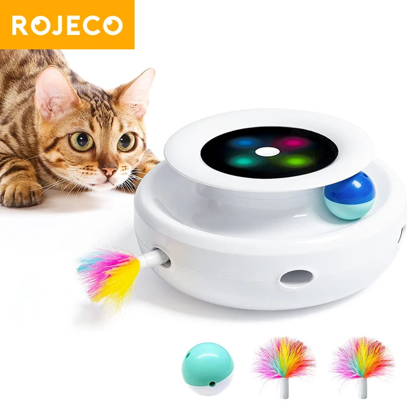 2-in-1 Smart Interactive Cat & Dog Toy – Automatic Feather Ball Set with 5 Play Modes