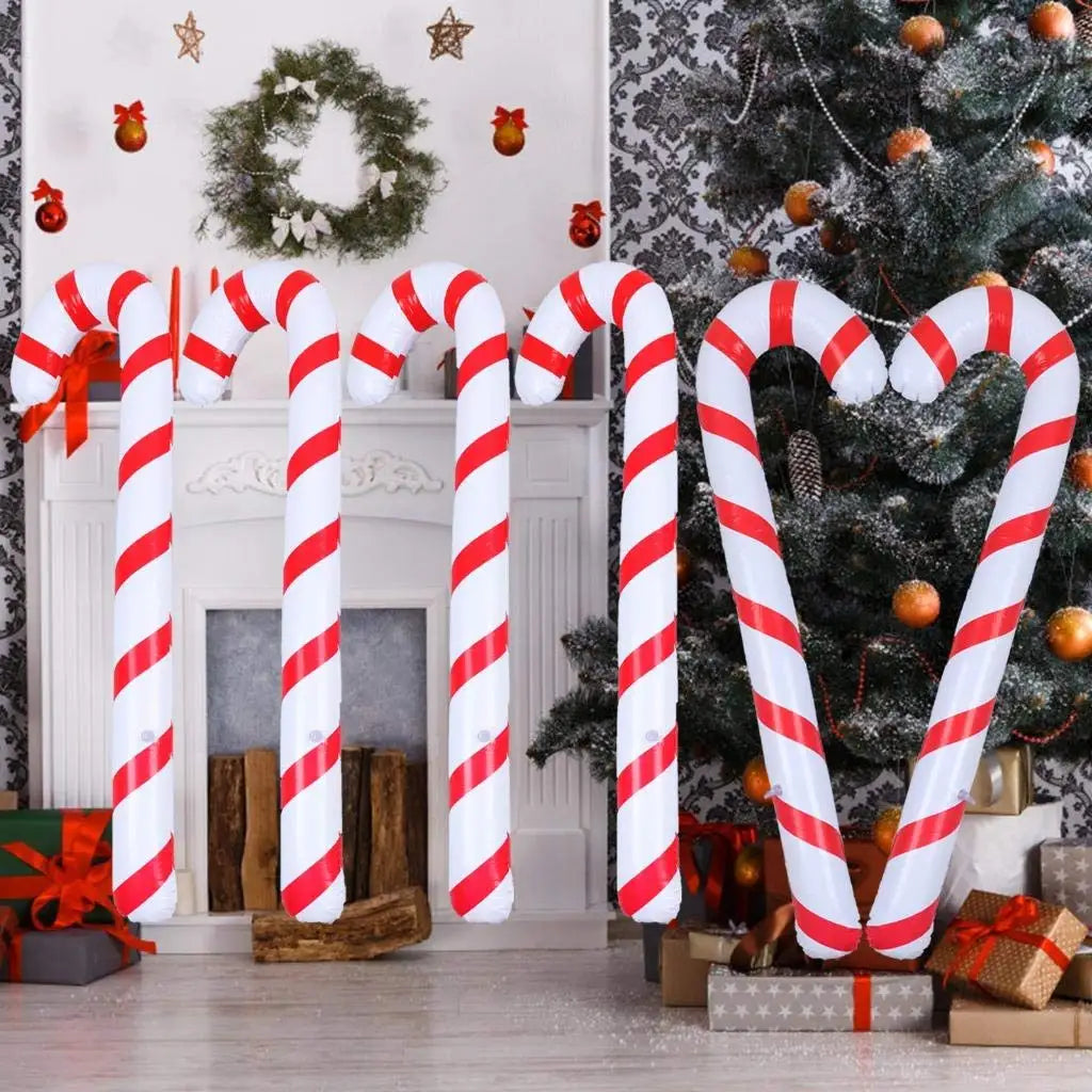 4PCS Inflatable Christmas Giant Candy Canes – Novelty Xmas Candy Cane Stick Decorations for New Year Party