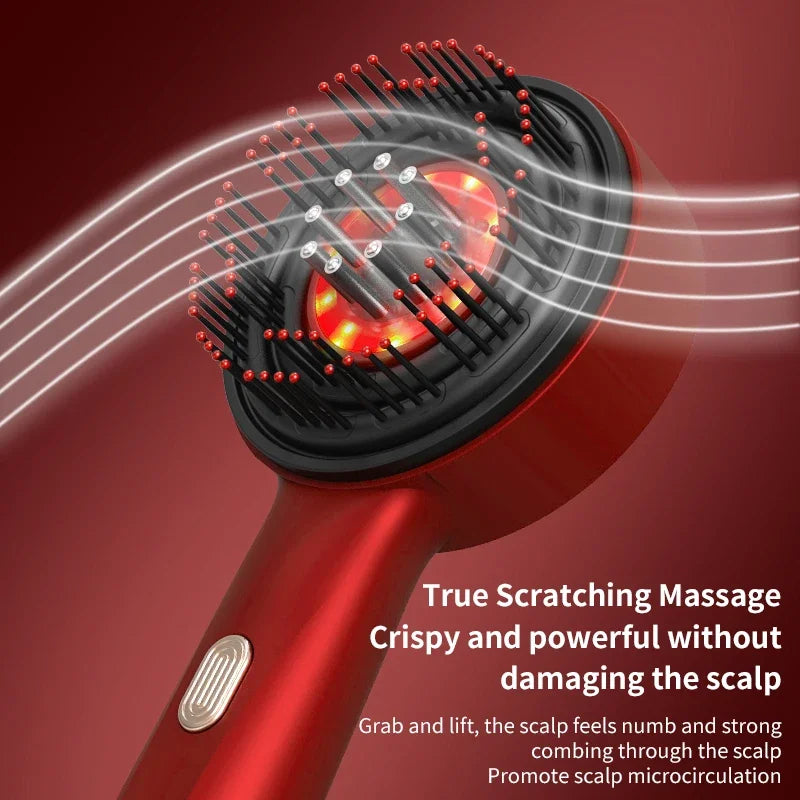 Electric Vibration Massage Comb with Red Light – Scalp Brush for Hair Care, Anti-Hair Loss Support, and Oil Applicator