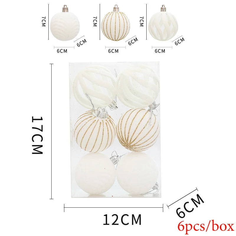 6PCS High-Quality Christmas Ball Ornaments: Hanging Decorations for Xmas Tree and Holiday Décor