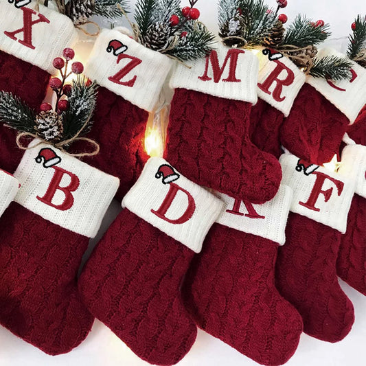 Christmas Alphabet Knitting Socks – Festive Ornaments for Tree & Home Décor