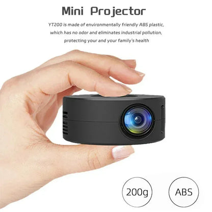 YT200 Smart Mini Projector: Portable HD LED Home Theatre with Auto-Focus & Mobile Screen Sharing for iPhone & Android  Optimized