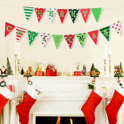 Merry Christmas Triangle Bunting Banner – Festive Home & Party Décor