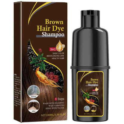 Hair Colour Shampoo – Black Hair Dye, Covers White Hair, Darkening Shampoo in Wine Red, Brown, or Silver Shades