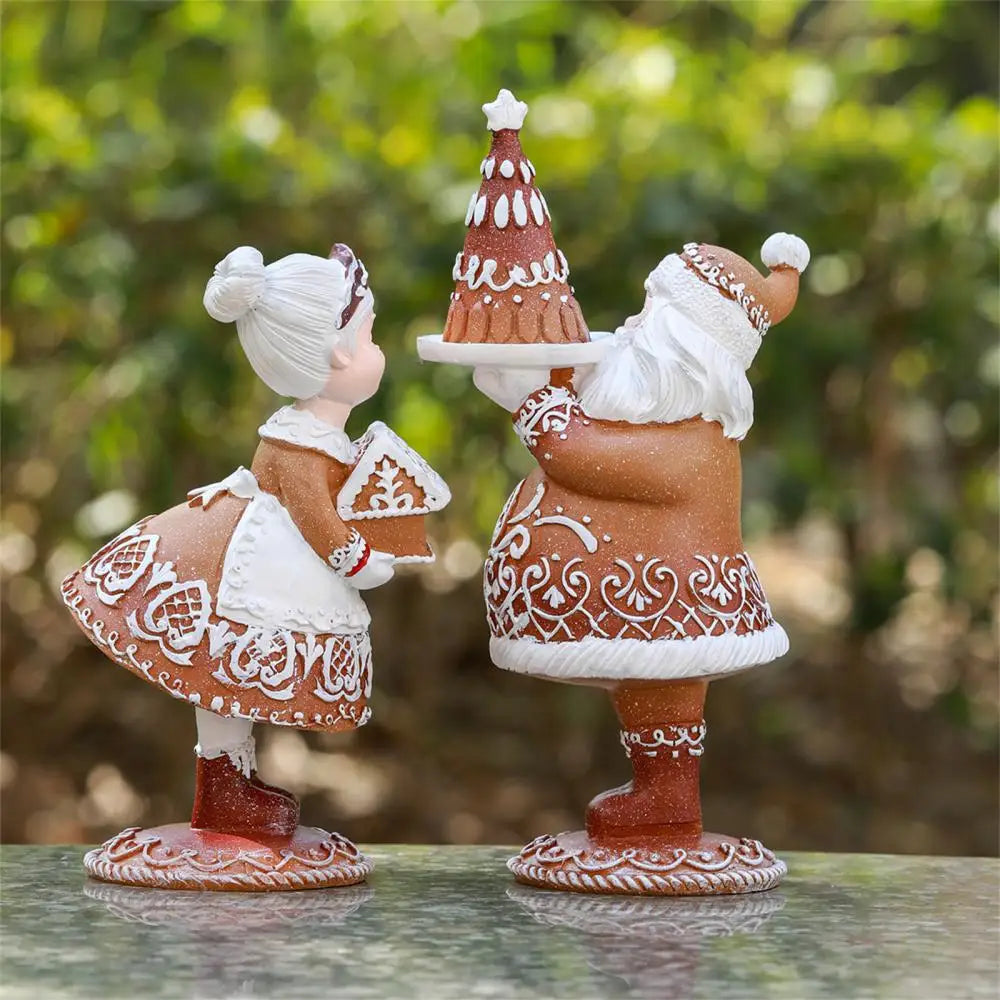 Christmas Resin Santa Claus Figurine: Heart-Warming Gingerbread-Themed Ornament for Shelves & Holiday Decor