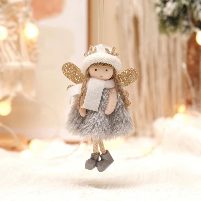 Christmas Angel Girl Doll Ornament – Plush Hanging Pendant for Tree & Holiday Décor