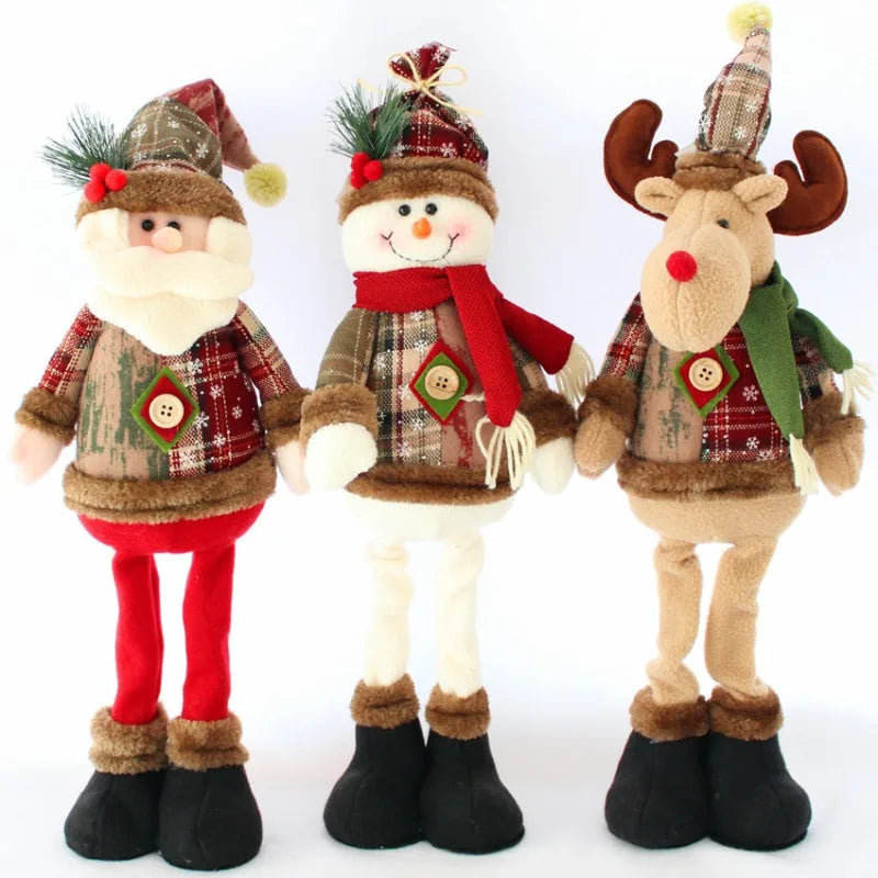 Christmas Doll Ornaments Set: Santa Claus, Snowman & Elk Holiday Decor for 2024