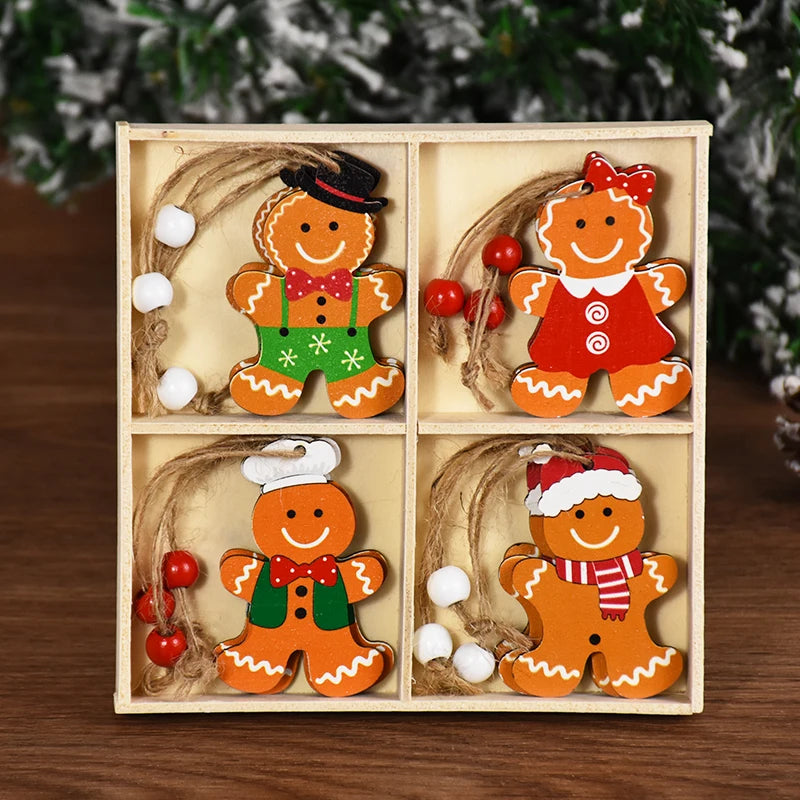 Christmas Gingerbread Man Wooden Pendants – Adorable Tree Hanging Ornaments for 2024 Holiday Decor, Noel & New Year Gifts