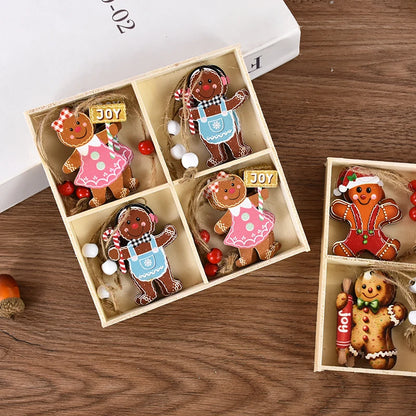 Christmas Gingerbread Man Wooden Pendants – Adorable Tree Hanging Ornaments for 2024 Holiday Decor, Noel & New Year Gifts