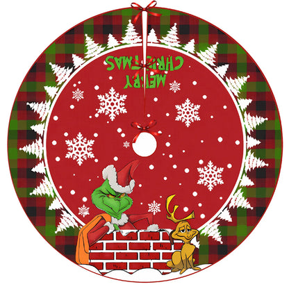  Merry Christmas Tree Skirt – Red & Green Soft Holiday Decoration, Perfect