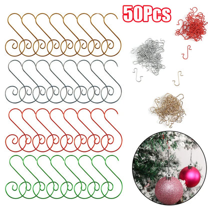 20PCS Christmas S-Shaped Hooks – Tree Ball Hanging Hooks & Pendant Clasp Holders for Holiday Ornaments