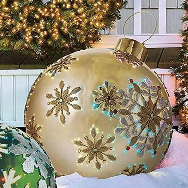 Large Christmas Inflatable Balls (60cm): Outdoor Christmas Tree Decorations, Inflatable Baubles for Festive Atmosphere