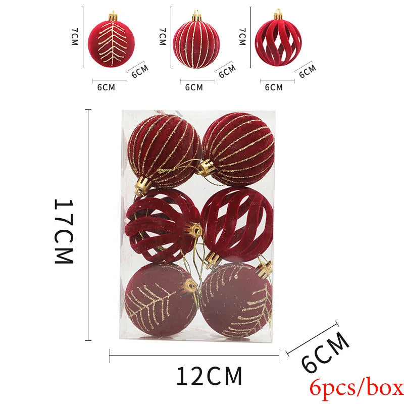 6PCS High-Quality Christmas Ball Ornaments: Hanging Decorations for Xmas Tree and Holiday Décor