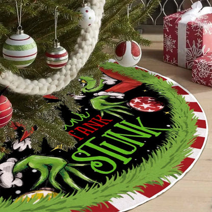  Merry Christmas Tree Skirt – Red & Green Soft Holiday Decoration, Perfect