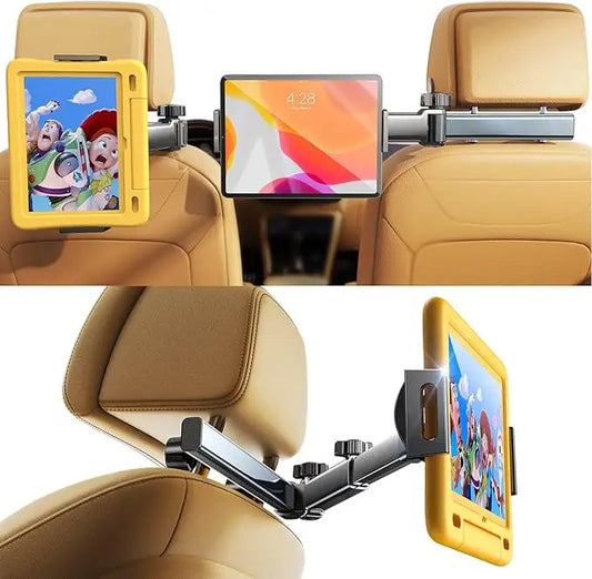 Telescopic Car Rear Pillow Phone Holder – Adjustable Rotating Headrest Bracket for Phones & Tablets (5-13 Inches) – Perfect for Rear Seat Entertainment