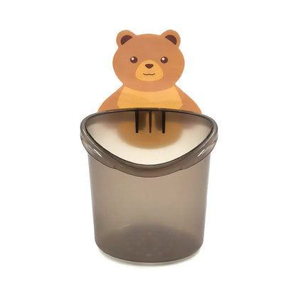 1PCS Teddy Bear Wall-Mounted Toothbrush Holder Cup – Punch-Free Storage Rack for Bathroom Accessories