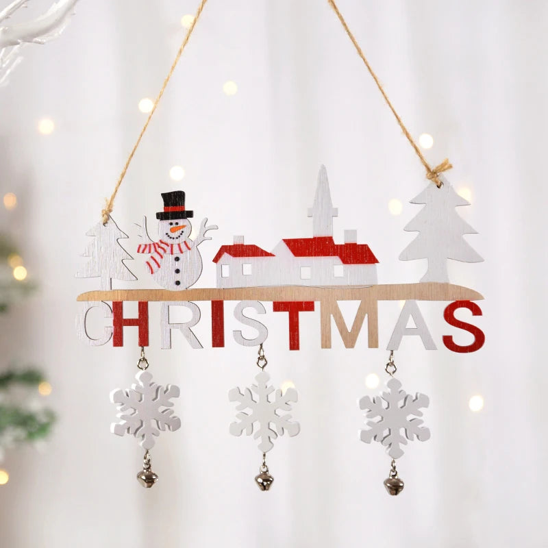 Christmas Wooden Letter Pendant with Snowman – Festive Wall & Porch Décor