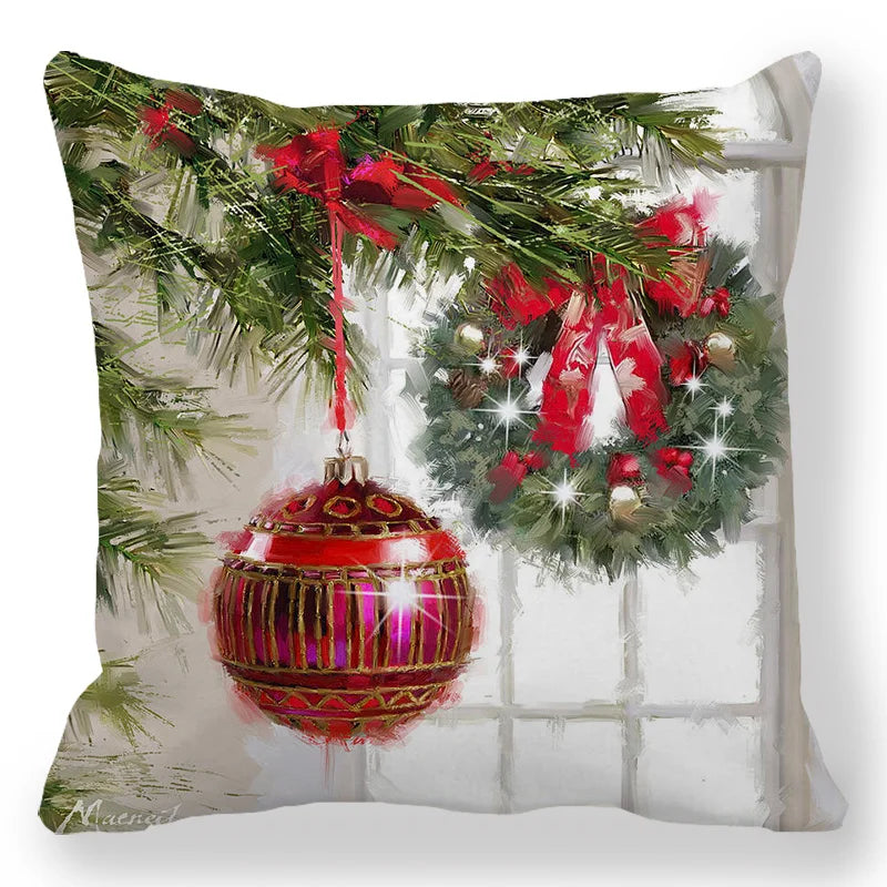 Christmas Ball & Animal Print Pillowcase Cushion Cover – 45x45cm Festive Home Decor for Bedroom & Living Room