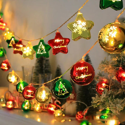 Christmas Decorative Lights String Balls Stars Garland Battery-operated Garland Xmas Decoration