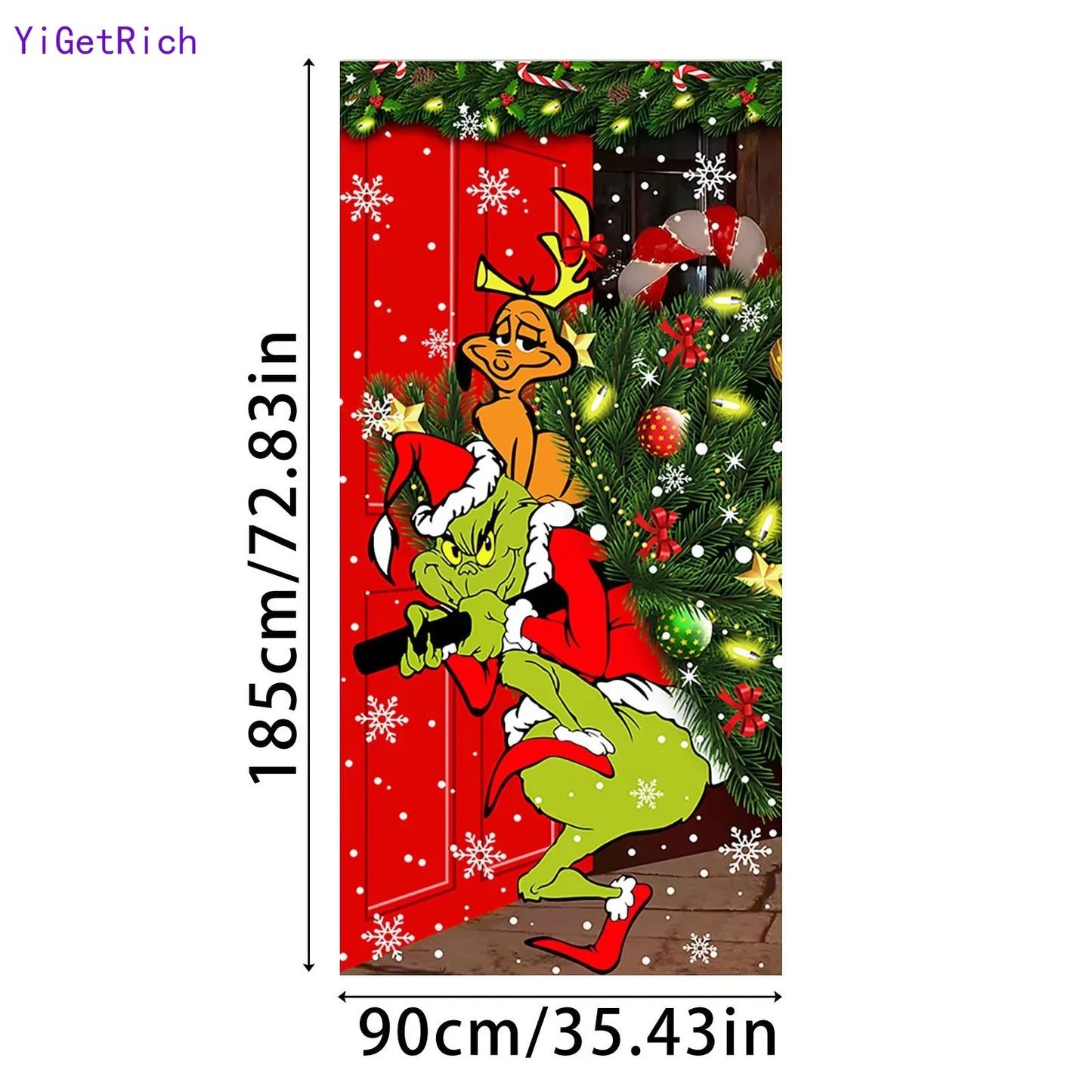 Christmas Door Curtain Banner: Santa Claus & Puppy Outdoor Decoration for Holiday Festivities and Photo Backdrops