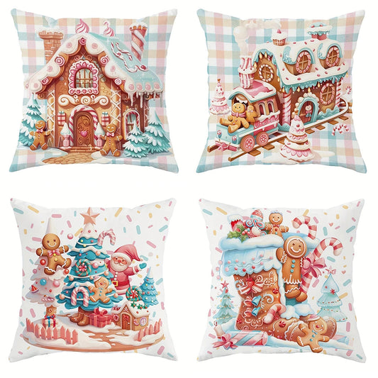 Christmas Gingerbread Pillowcase Living Room, Merry Christmas & New Year Gift