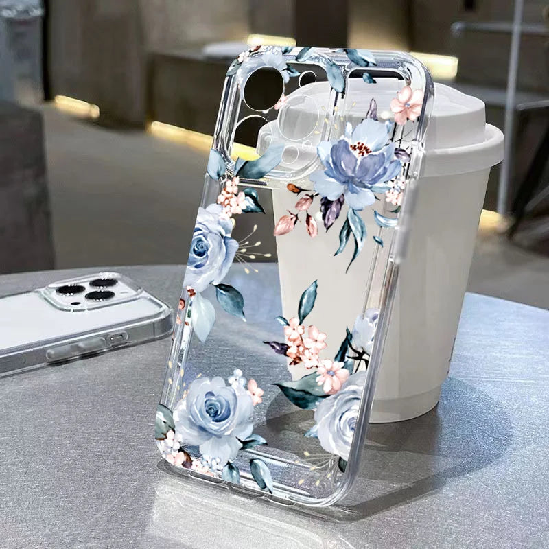 Clear TPU Flower Pattern Phone Case for Xiaomi Redmi 14C, 13C, 12C, 12, 11, Note 12, 11S, 10S - Soft Protective Cover for 4G & 5G Models