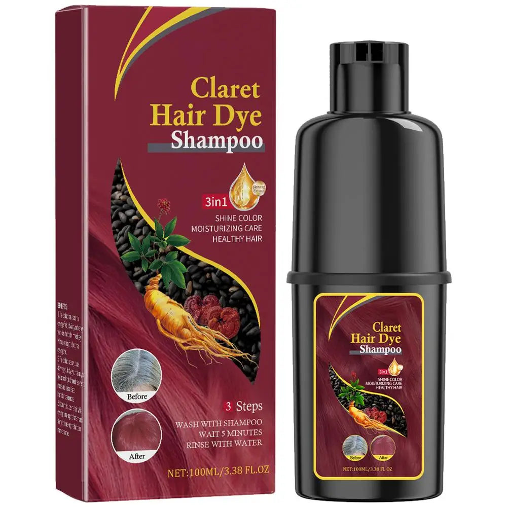 Hair Colour Shampoo – Black Hair Dye, Covers White Hair, Darkening Shampoo in Wine Red, Brown, or Silver Shades