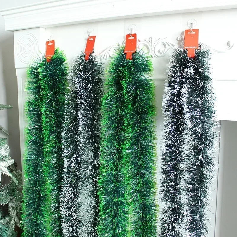 Christmas Tinsel Ribbons – Green Cane Ribbon Garland for Xmas Tree, Wreaths & Home Decorations