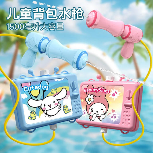 Sanrio Sprinkler Kawaii Anime Cinnamoroll Children Large Capacity Pull-Out Backpack Water Gun Outdoor Beach Toys Girls Gifts